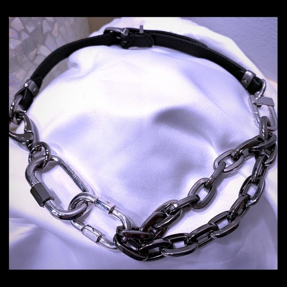 Henri Bendel Link Leather Choker Necklace